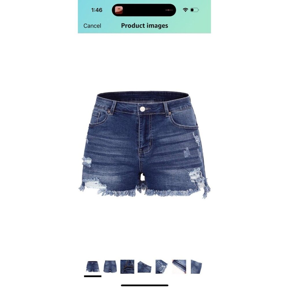 Denim distressed shorts